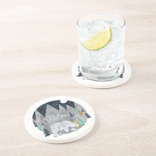 Bear winter mountains moon coaster