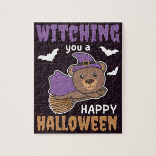 Bear Witch Witches Witching You A Happy Halloween Jigsaw Puzzle