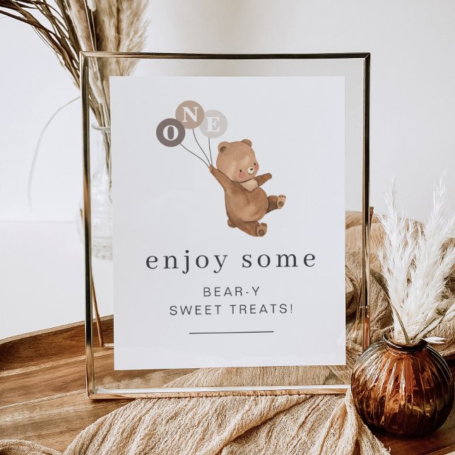 Bear with 3 Brown Balloons Poster (Creator Uploaded)