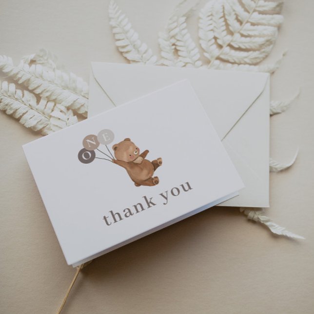 Bear with 3 Brown Balloons - Thank You Card (Creator Uploaded)