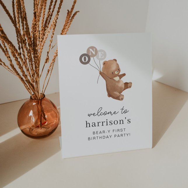 Bear with 3 Brown Balloons Welcome Sign (Creator Uploaded)