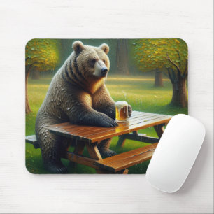 Bear With a Beer Mouse Pad