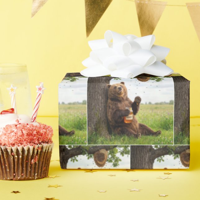 Bear With a Jar of Honey Wrapping Paper (Birthday Party)