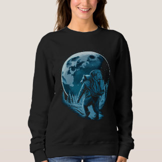 Bear With Backpack Travels On The Moon Graphic Sweatshirt