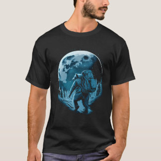 Bear With Backpack Travels On The Moon Graphic T-Shirt