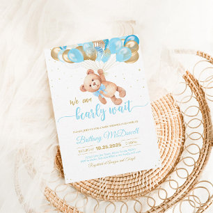 Bear with Balloons Teddy Bear Baby Shower Invite