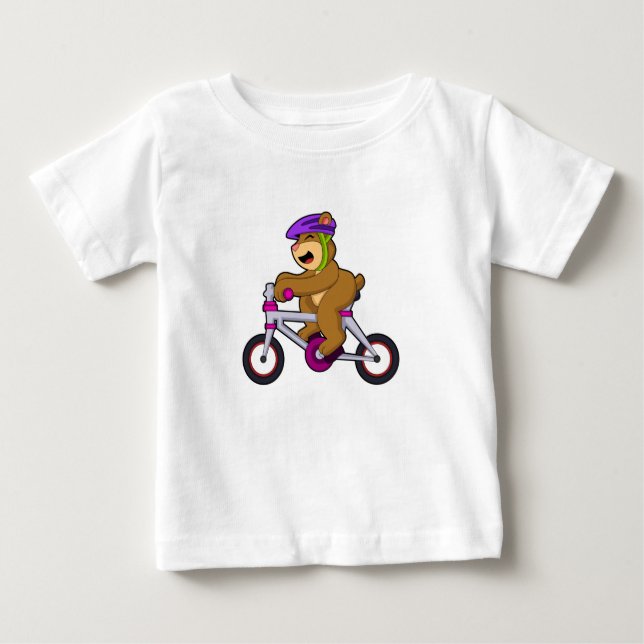 Bear with Bicycle & Helmet Baby T-Shirt (Front)