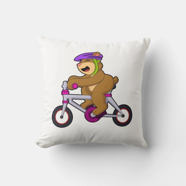 Bear with Bicycle & Helmet Cushion (Front)
