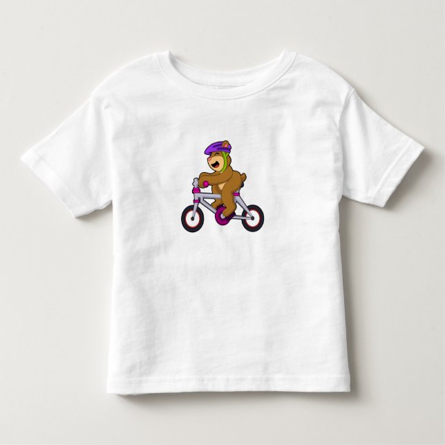 Bear with Bicycle & Helmet Toddler T-Shirt (Front)