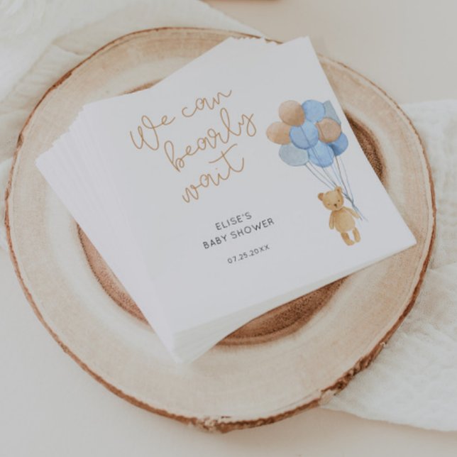 Bear with Blue and Tan Balloons Napkin (Creator Uploaded)