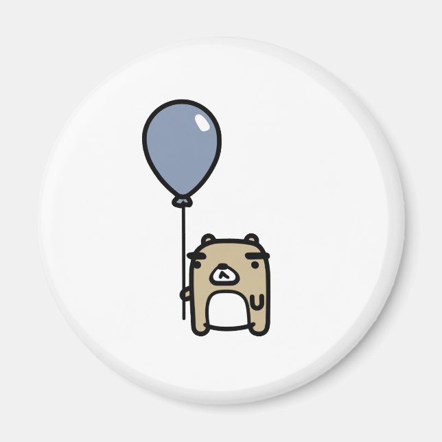 Bear With Blue Balloon Magnet (Front)