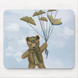Bear with Book Butterflies 2 Mouse Pad