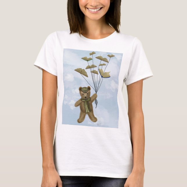 Bear with Book Butterflies 2 T-Shirt (Front)
