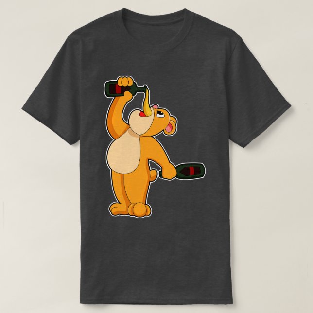 Bear with Bottle of Beer T-Shirt (Design Front)