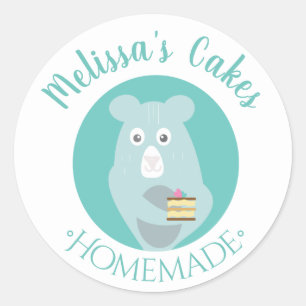 Bear with Cake Logo Homemade Bakery Classic Round Sticker