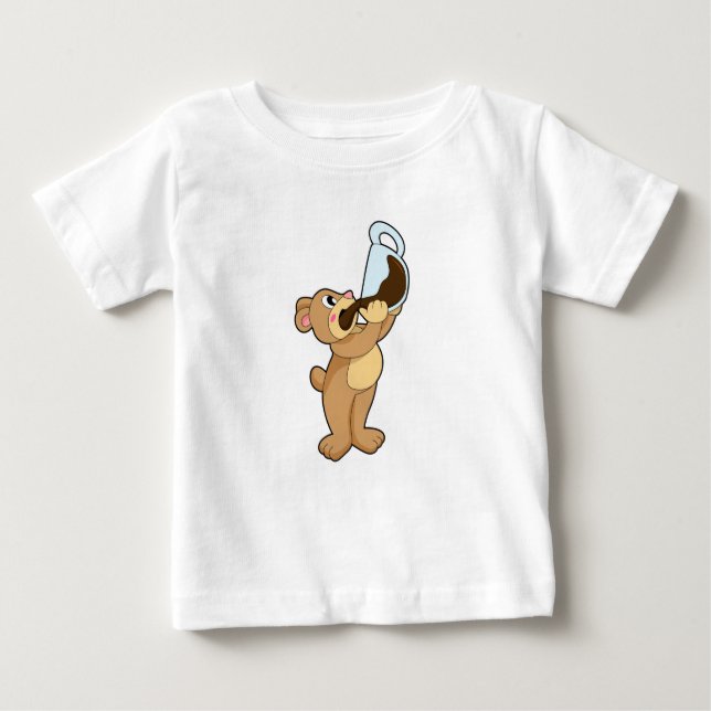 Bear with Coffee Cup Baby T-Shirt (Front)
