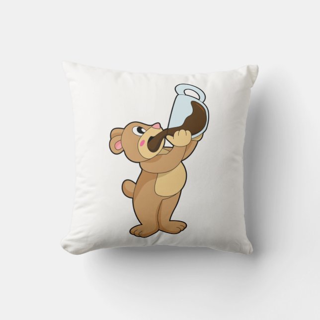 Bear with Coffee Cup Cushion (Front)