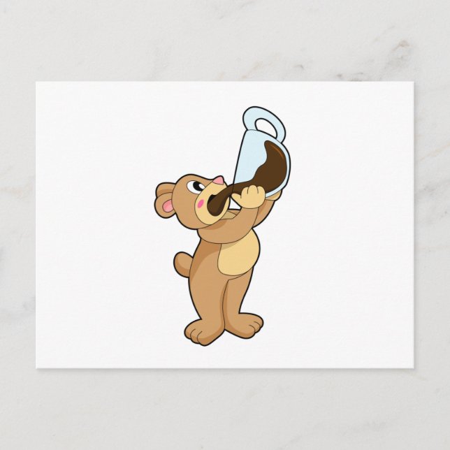 Bear with Coffee Cup Postcard (Front)
