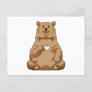Bear with Cup of Coffee Postcard