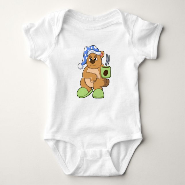 Bear with Cup of Coffee & Sleepyhead Baby Bodysuit (Front)