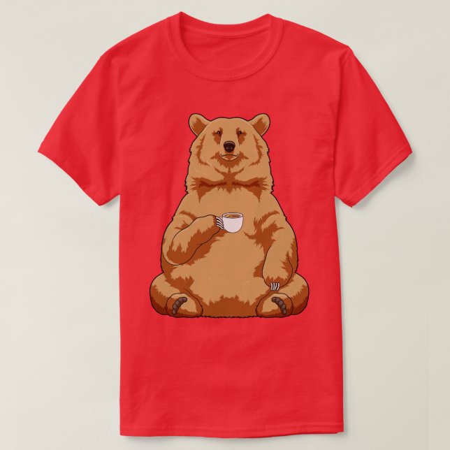 Bear with Cup of Coffee T-Shirt (Design Front)