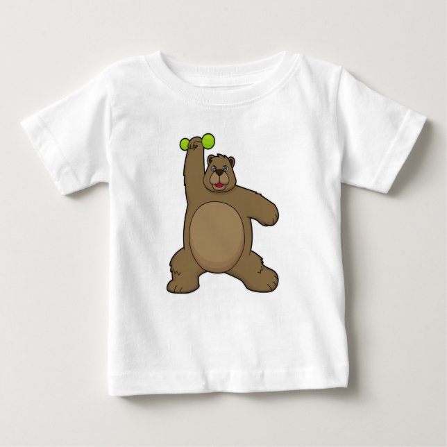 Bear with Dumbbell at Yoga Fitness Baby T-Shirt (Front)