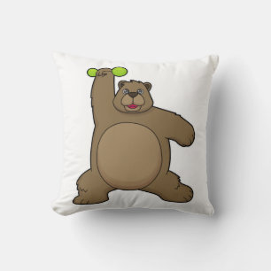 Bear with Dumbbell at Yoga Fitness Cushion