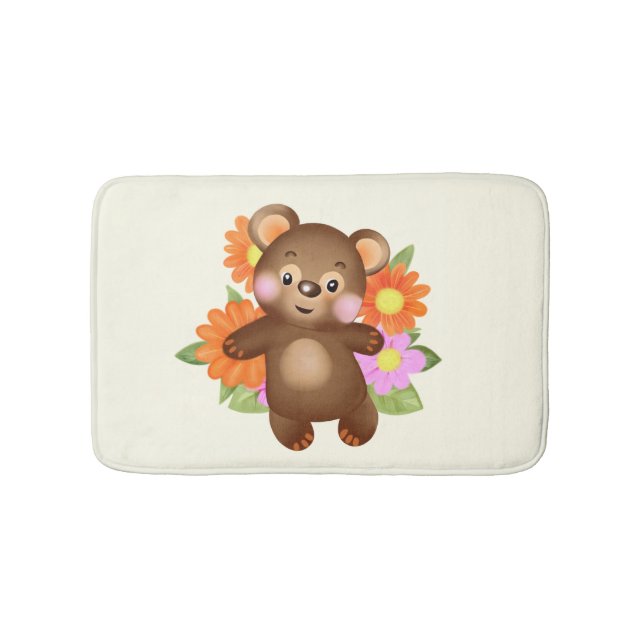 Bear with flowers bath mat (Front)