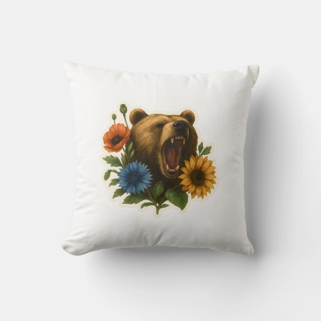 Bear with Flowers Cushion (Front)