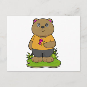 Bear with Flowers Postcard