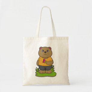 Bear with Flowers Tote Bag