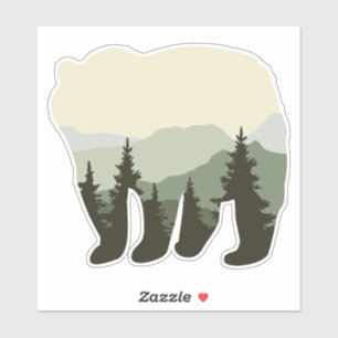 Bear with Forest and Mountains Sticker.
