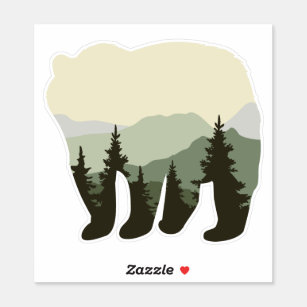 Bear with Forest and Mountains Sticker.