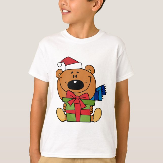 Bear With Gift Holiday Tshirts and Gifts (Front)