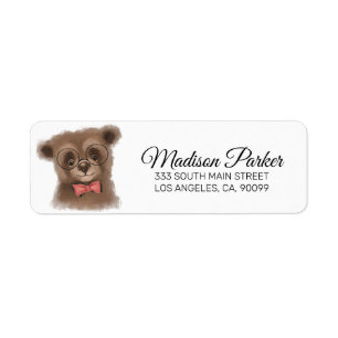 Bear With Glasses  Return Address Label
