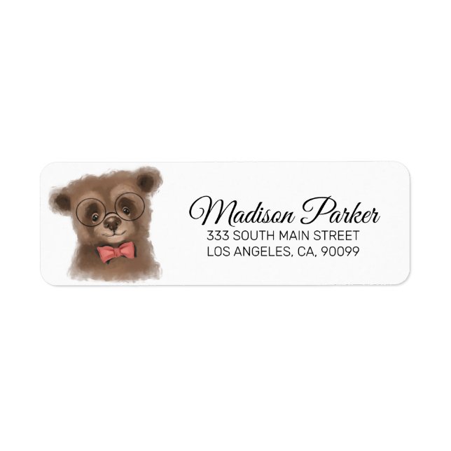 Bear With Glasses  Return Address Label (Front)