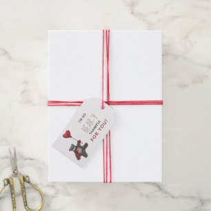 Bear with Heart Balloon Thankful  Valentine's Day Gift Tags