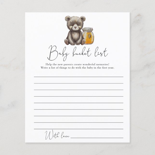 Bear with honey jar - Baby bucket list (Front)