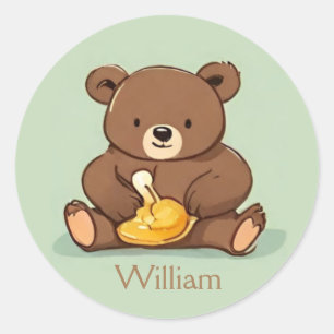 Bear with Honey Jar Sticker Envelope Favour Tag