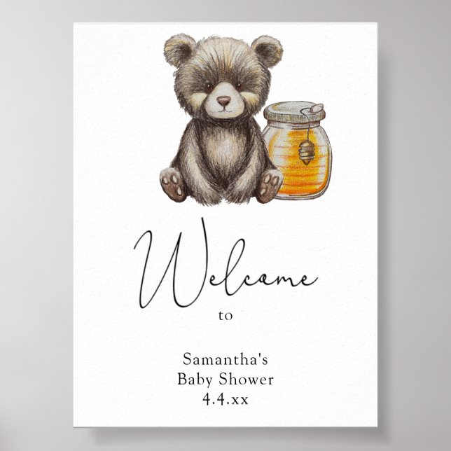 Bear with honey jar - Welcome Foam Board Poster (Front)