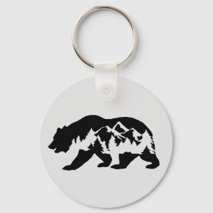 Bear with Mountains & Trees Key Ring