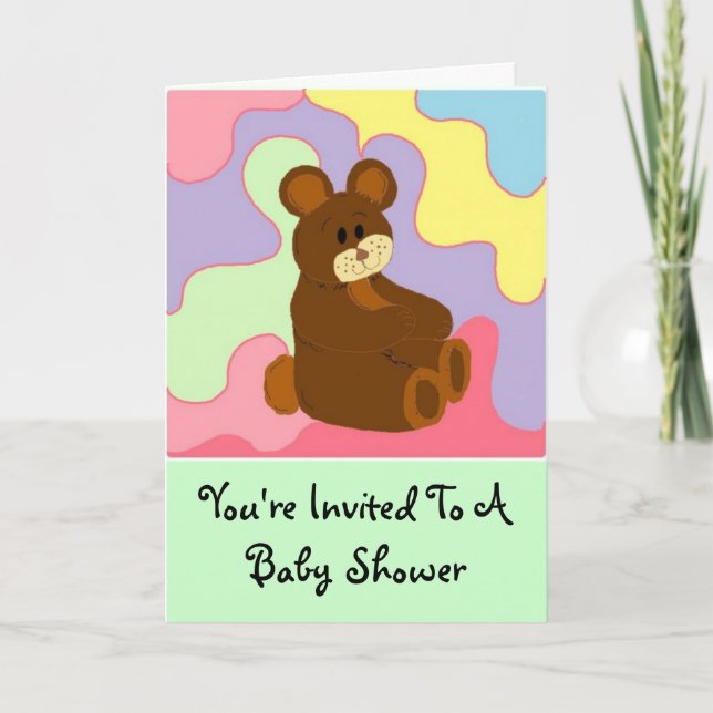 Bear With Multi Colours Invitation (Front)
