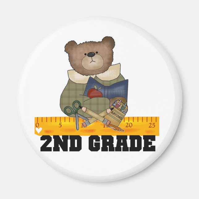 Bear with Ruler 2nd Grade Magnet (Front)
