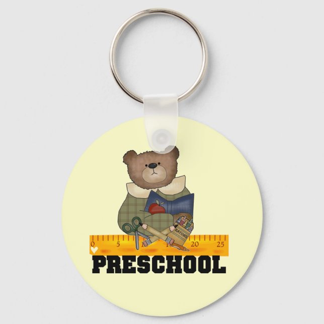 Bear with Ruler Preschool Tshirts and Gifts Key Ring (Front)
