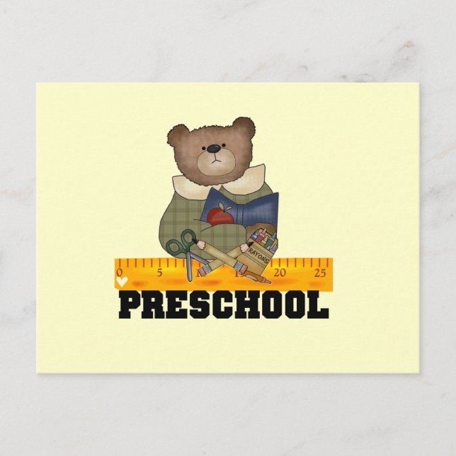Bear with Ruler Preschool Tshirts and Gifts Postcard (Front)