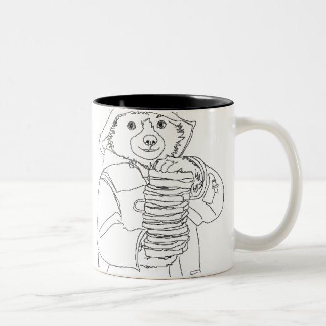 Bear with Sandwiches Two-Tone Coffee Mug (Right)