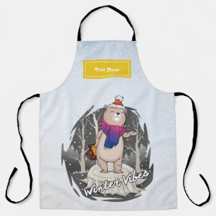 Bear With Scarf In Bisexual Flag Colours Apron