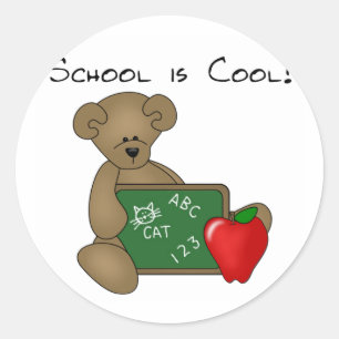 Bear with Writing Board School is Cool Classic Round Sticker