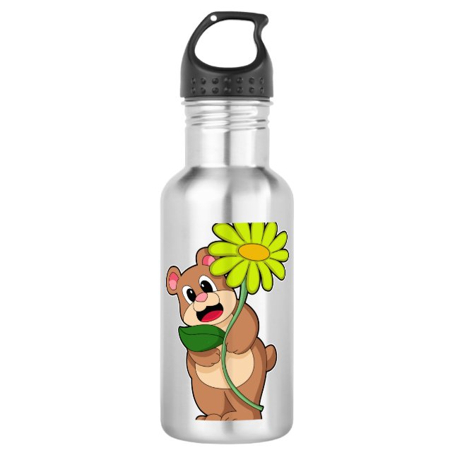 Bear with yellow Flower 710 Ml Water Bottle (Front)
