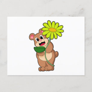 Bear with yellow Flower Postcard
